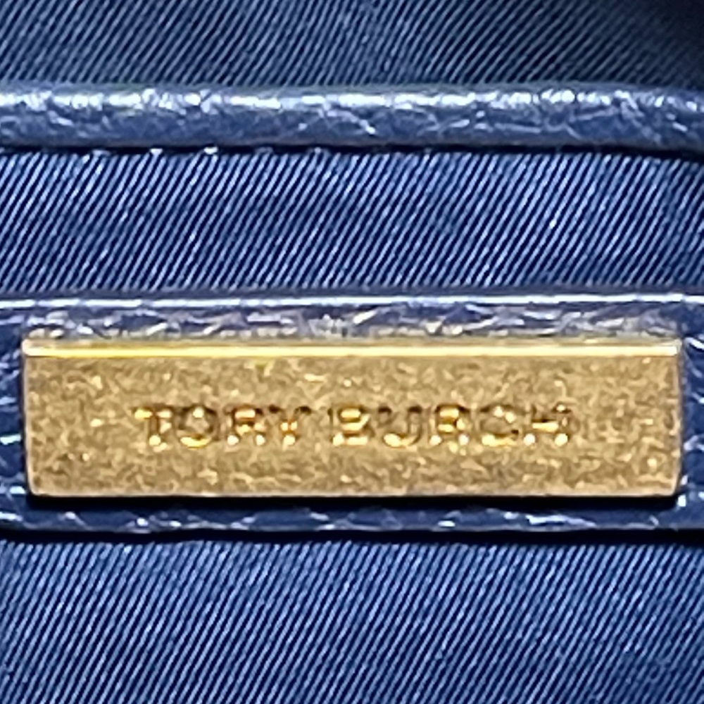 Tory Burch Navy Pebbled Leather Crossbody with Gold Hardware - Picture 9 of 10